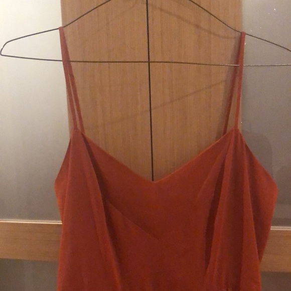 SELFI Dark reddish/Rust Orange Semi-Sheer Spaghetti Strap Dress - Picture 4 of 12